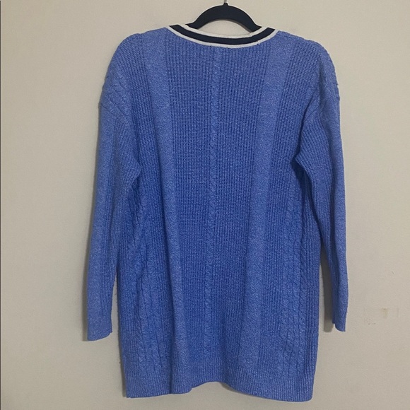 Vintage Talbots Blue Knit Cardigan women L school-boy Y2K retro casual cozy fall - Picture 5 of 7